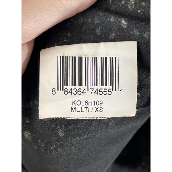 BCBGeneration Dress Womens XS Black Multi Cold Shoulder V-Neck Floral K0L6H109 - Picture 9 of 12